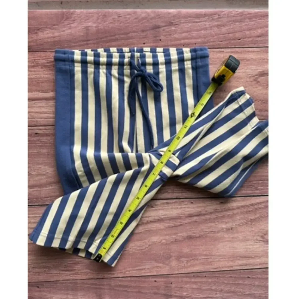 Vintage 80s 90s Marika Blue Striped Coolmax Drawstring Bike Shorts High Waist M